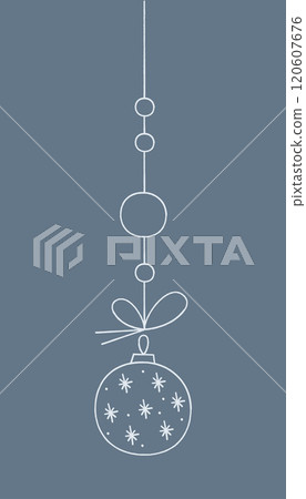 Christmas ball with snowflakes on a string. Color clipart illustration. 120607676
