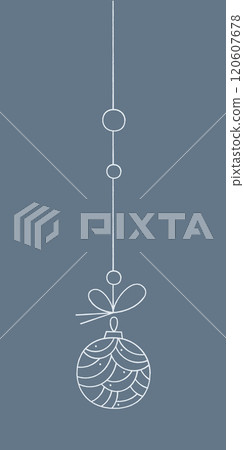 Christmas ball with a wavy pattern on a string. Color clipart illustration. Christmas ball with a wavy pattern on a string. Color clipart illustration. 120607678
