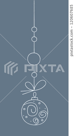 Christmas ball with a spiral pattern on a string. Color clipart illustration. Christmas ball with a spiral pattern on a string. Color clipart illustration. 120607685