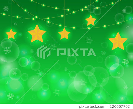聖誕閃光球散景星雪花框架背景綠色 120607702