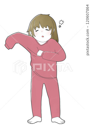 一個女孩睡眼惺忪地換衣服 一個女孩睡眼惺忪地換衣服 120607864