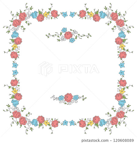 Cute Farmhouse Floral Design Elements Frame Vector Background on White Cute Farmhouse Floral Design Elements Frame Vector Background on White 120608089