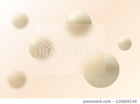 Website landing page in glass morphism style. Light-colored presentation screen with the effect of overlaying glass on floating gradient spheres. Website landing page in glass morphism style. Light-colored presentation screen with the effect of overlaying glass on floating gradient spheres. 120608148