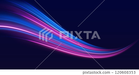 Speed police line. Laser beams, horizontal light rays. Magic shining neon light line trails. Purple glowing wave swirl, impulse cable lines. High speed effect motion blur night lights Speed police line. Laser beams, horizontal light rays. Magic shining neon light line trails. Purple glowing wave swirl, impulse cable lines. High speed effect motion blur night lights 120608353