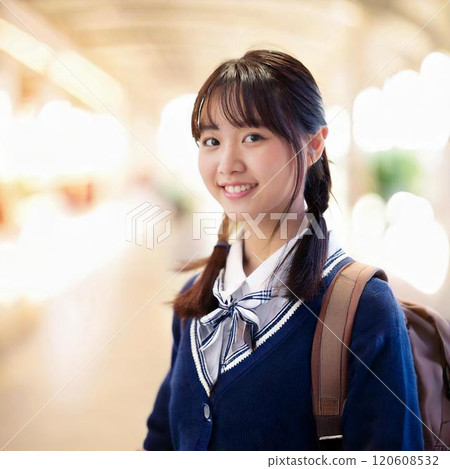 可愛的微笑高中女孩 可愛的微笑高中女孩 120608532