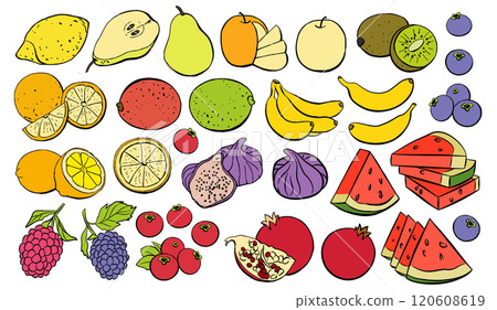 Fruit Icon Set Isolated on White Background Fruit Icon Set Isolated on White Background 120608619