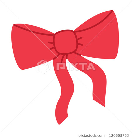Red bow. Gift bow with ribbons. Flat vector illustration isolated on white Red bow. Gift bow with ribbons. Flat vector illustration isolated on white 120608763