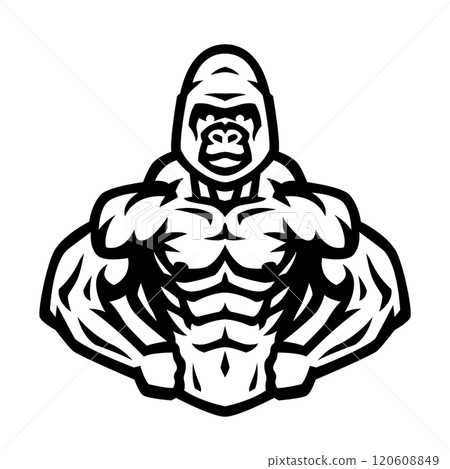 Bodybuilder with a gorilla head. 120608849