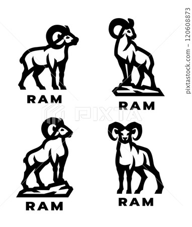 A set of sheep logos. 120608873