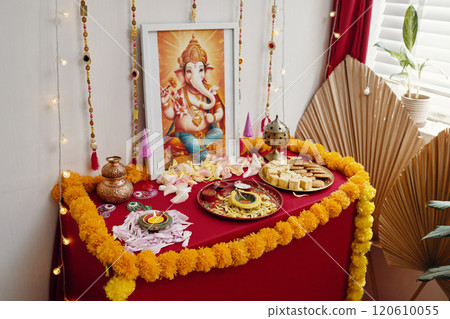 Celebrating Ganesh Chaturthi with Traditional Offerings Celebrating Ganesh Chaturthi with Traditional Offerings 120610055