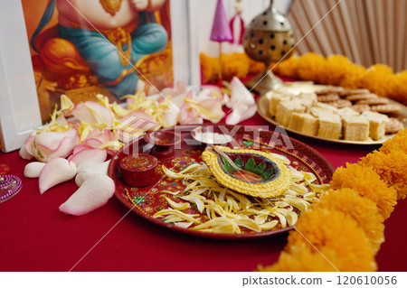 Celebrating Traditional Indian Festival with Ritual Items 120610056