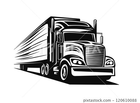 truck on white background black and white simple logo design truck on white background black and white simple logo design 120610088