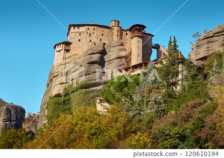 Rusanu Monastery in Meteora in autumn, Greece Rusanu Monastery in Meteora in autumn, Greece 120610194