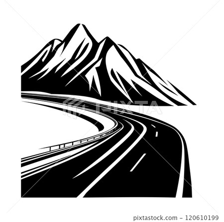 Road, highway black and white vector illustration on white Road, highway black and white vector illustration on white 120610199