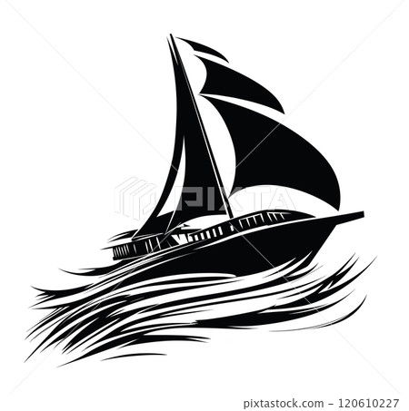ship on the sea vector logo illustration on white ship on the sea vector logo illustration on white 120610227