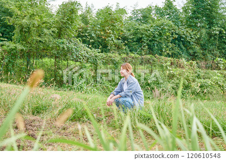 Fields and women, farmers, home gardens, rural life Fields and women, farmers, home gardens, rural life 120610548