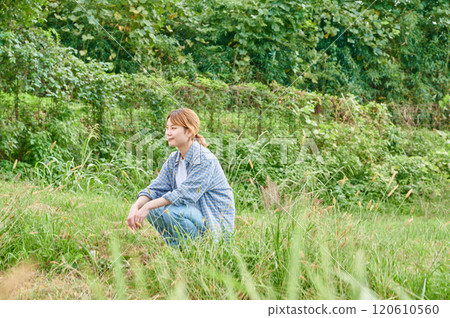 Fields and women, farmers, home gardens, rural life Fields and women, farmers, home gardens, rural life 120610560