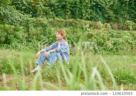 Fields and women, farmers, home gardens, rural life Fields and women, farmers, home gardens, rural life 120610565