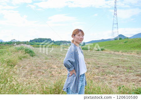 Fields and women, farmers, home gardens, rural life Fields and women, farmers, home gardens, rural life 120610580
