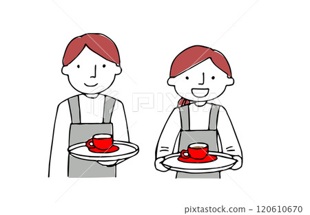Cafe staff male and female 120610670