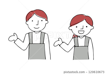 咖啡館和餐廳工作人員男女 120610673