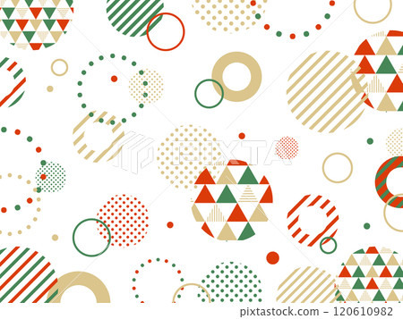 聖誕節/新年快樂紅色和綠色流行幾何圖案背景 120610982