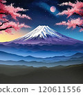 Mount Fuji and dawn sky illustration 120611556