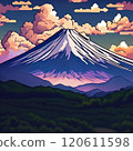 Sky and Mt. Fuji landscape illustration 120611598