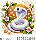 Illustration of a white snake that looks like it will bring you money 120611644