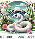 White snake and Mount Fuji 120611645
