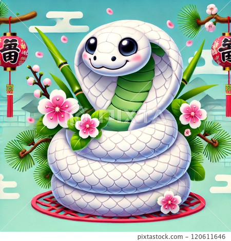 White snake New Year's pine decoration 120611646