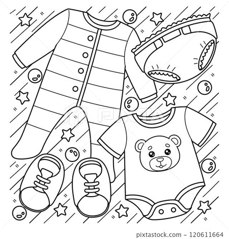 Baby Shower Boy Clothes Coloring Page for Kids Baby Shower Boy Clothes Coloring Page for Kids 120611664