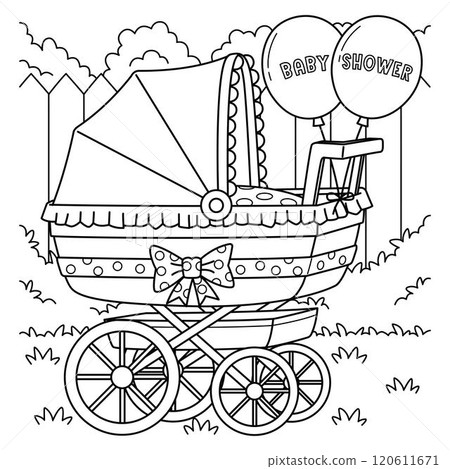 Baby Shower Stroller Coloring Page for Kids Baby Shower Stroller Coloring Page for Kids 120611671