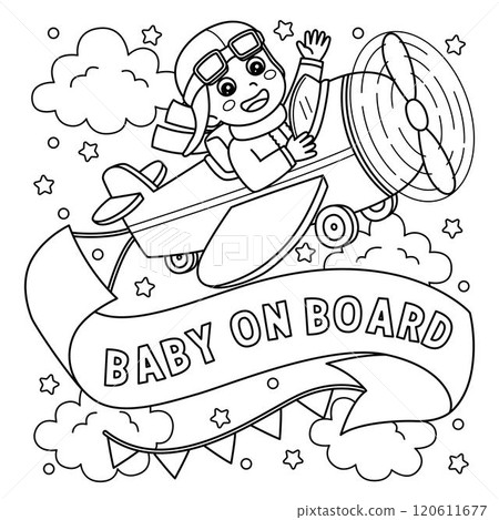 Baby Shower Baby on a Plane Coloring Page for Kids Baby Shower Baby on a Plane Coloring Page for Kids 120611677