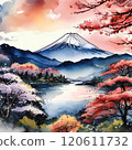 Watercolor style Mt. Fuji illustration 120611732