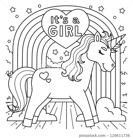 Baby Shower Its A Girl Unicorn Coloring Page Baby Shower Its A Girl Unicorn Coloring Page 120611736