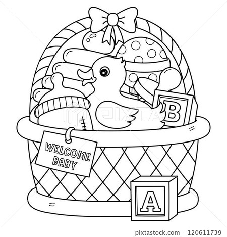 Baby Shower Baby Essentials Isolated Coloring Page Baby Shower Baby Essentials Isolated Coloring Page 120611739