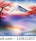 Illustration of cherry blossoms and Mount Fuji 120611857