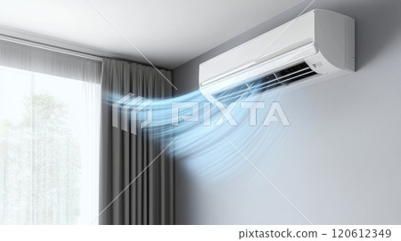 Air conditioner installed on the wall. Air conditioner installed on the wall. 120612349