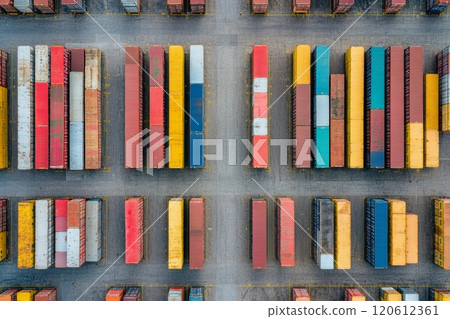 Warehouse in logistics and distribution. Top view 120612361