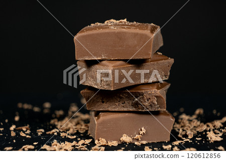 Natural Organic Vegan Lactose-Free Low Carb Gluten-Free Chocolate Black Background. 120612856
