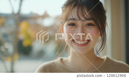Smiling young Japanese woman 120612908