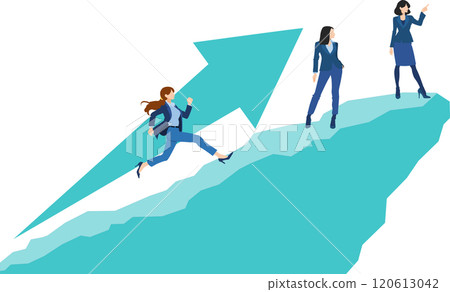 Illustration of a roadmap to achieving goals (businesswoman) 120613042