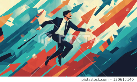 A businessman running up the stairs A businessman running up the stairs 120613140