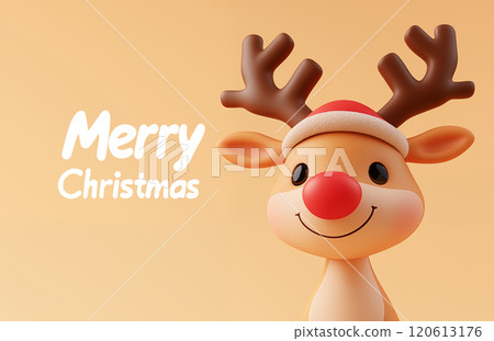 卡通可爱的圣诞节驯鹿插画 120613176