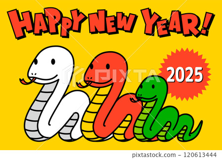 親子三蛇卡通風格新年卡片素材 親子三蛇卡通風格新年卡片素材 120613444