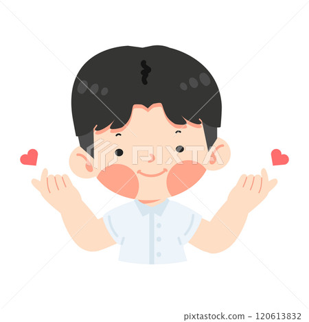 Kid boy make mini heart love sign Kid boy make mini heart love sign 120613832