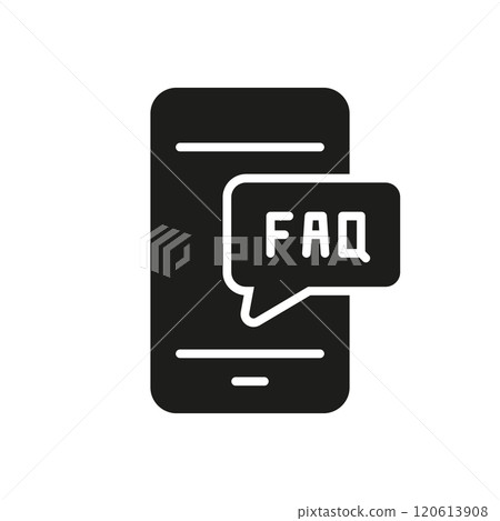 Mobile FAQ and Support Silhouette Icon for Customer Assistance and Help. Online Support and Communication Glyph Symbol. Isolated Vector Illustration Mobile FAQ and Support Silhouette Icon for Customer Assistance and Help. Online Support and Communication Glyph Symbol. Isolated Vector Illustration 120613908