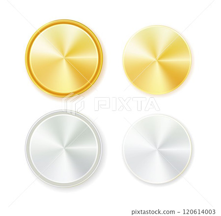 Medals logo. Round awards in gold, silver and bronze metallic colors coin. Vector Medals logo. Round awards in gold, silver and bronze metallic colors coin. Vector 120614003