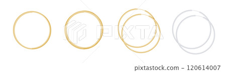 Golden circle frame set. Gold circles frames. Round shiny design element. Vector 120614007